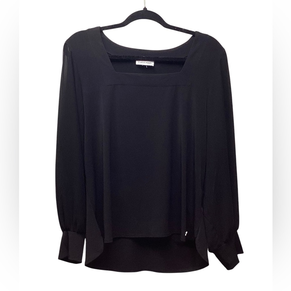 Calvin Klein square neck Blouse Black size Medium